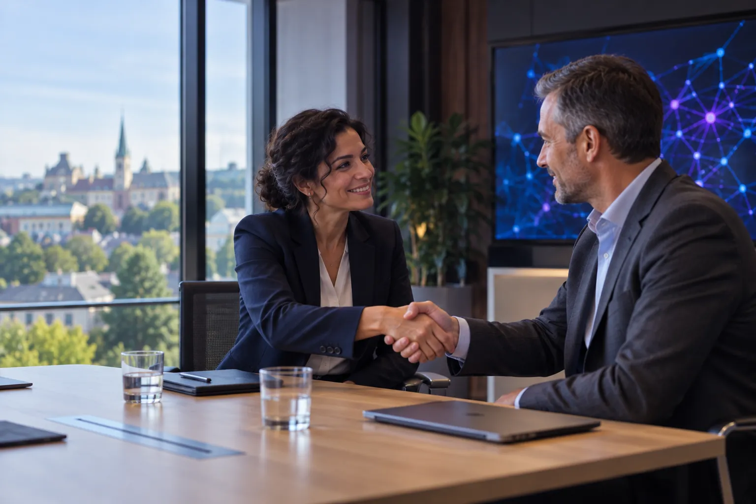 A consultant and a client in a first meeting (illustrative image)